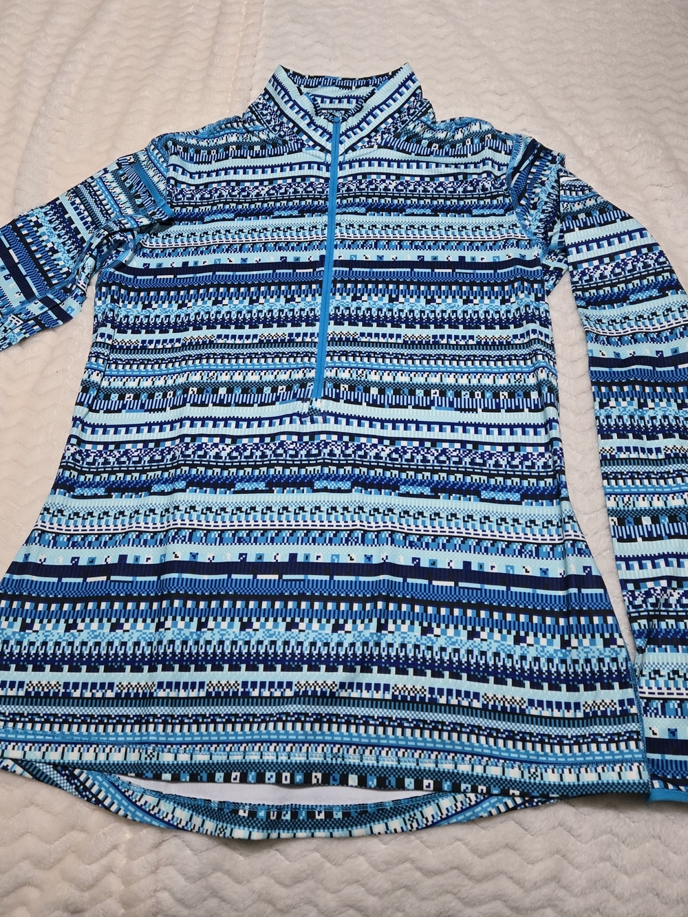 Nike Women’s Blue Patterned Half-Zip Winter Top